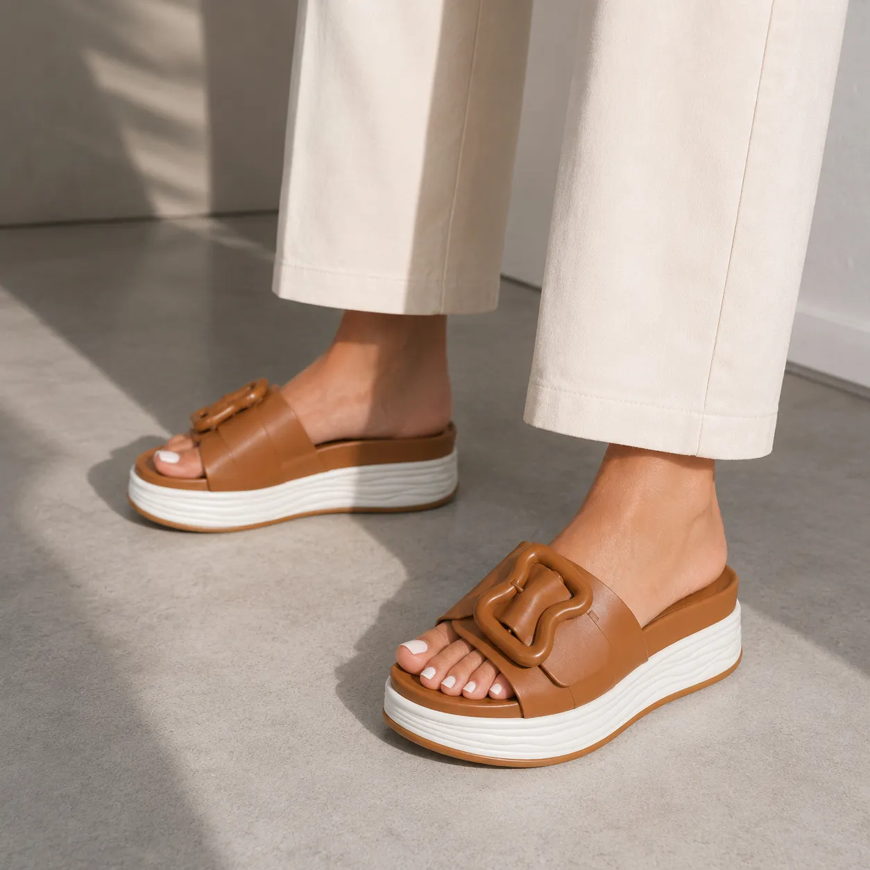 Sandale Compense pour femme 23491 camel miniature